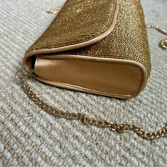 EUC J. Crew Florence Convertible Gold Beaded Clutch Crossbody Chain Evening Bag - Picture 4 of 11